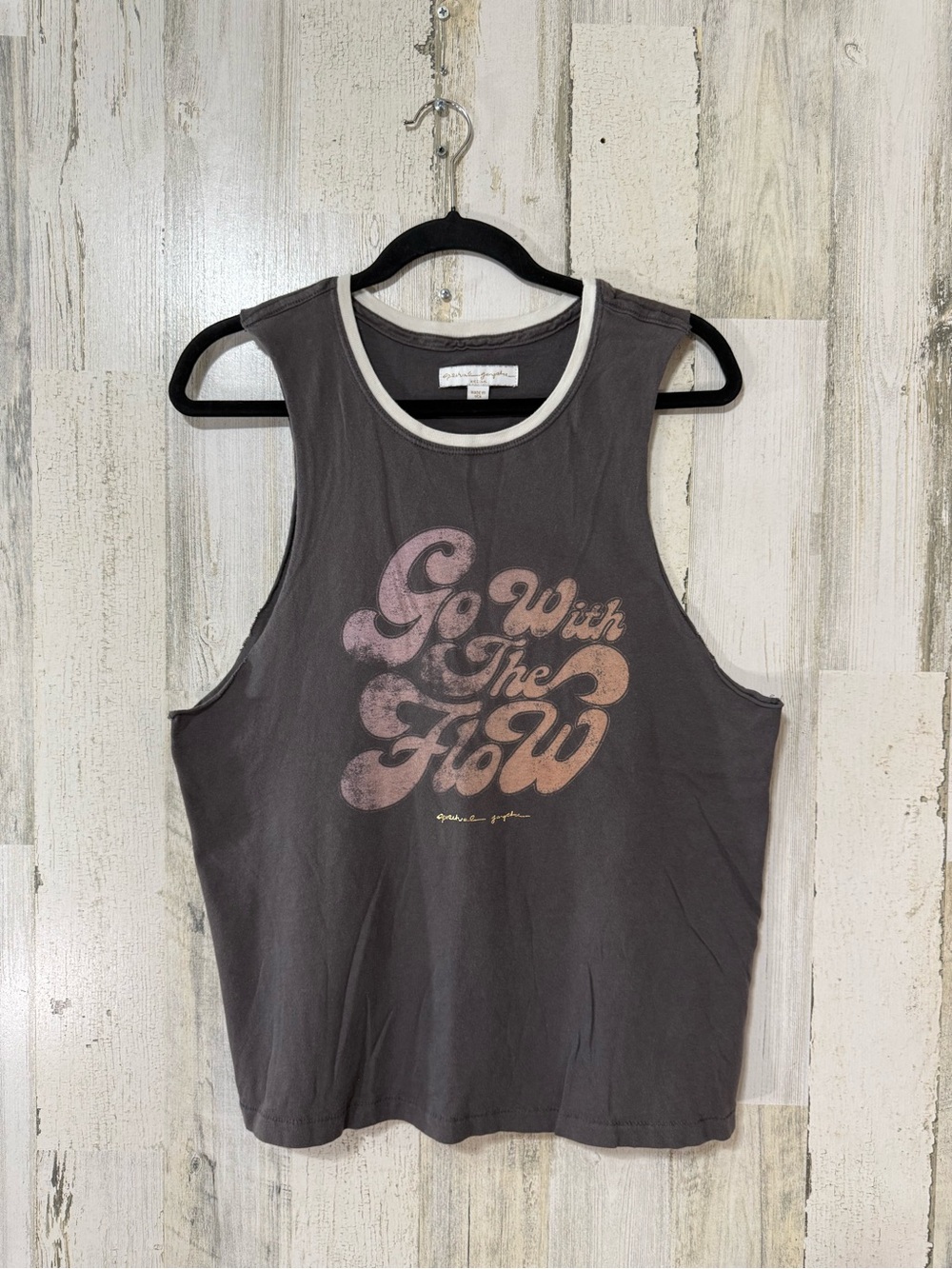 Spiritual Gangster Gray Tee with Cream Collar and Go with the Flow Graphic Tank